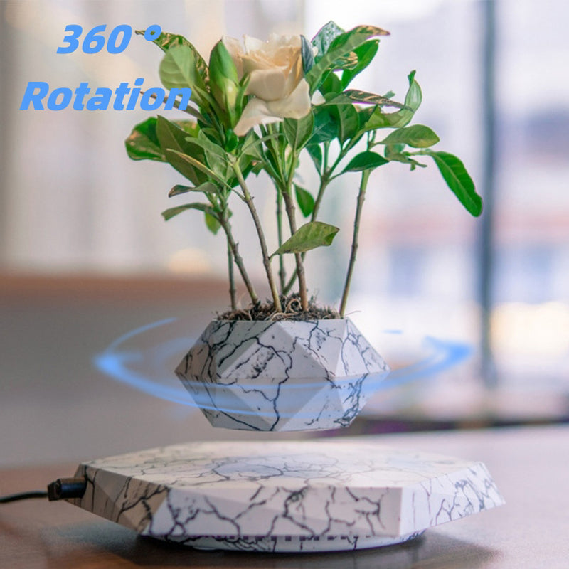 Marble Levitating Plant Pot - Magnetic Levitation Bonsai Planter for Office and Home Decor, Ideal for Kids' Birthday Gifts