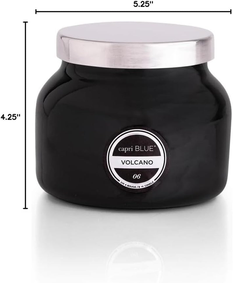 Volcano Scented Candles - Elegant Glass Jar Candles Infused with Tropical Fruit and Sugared Citrus - Soy Wax Blend - Black 8 Oz