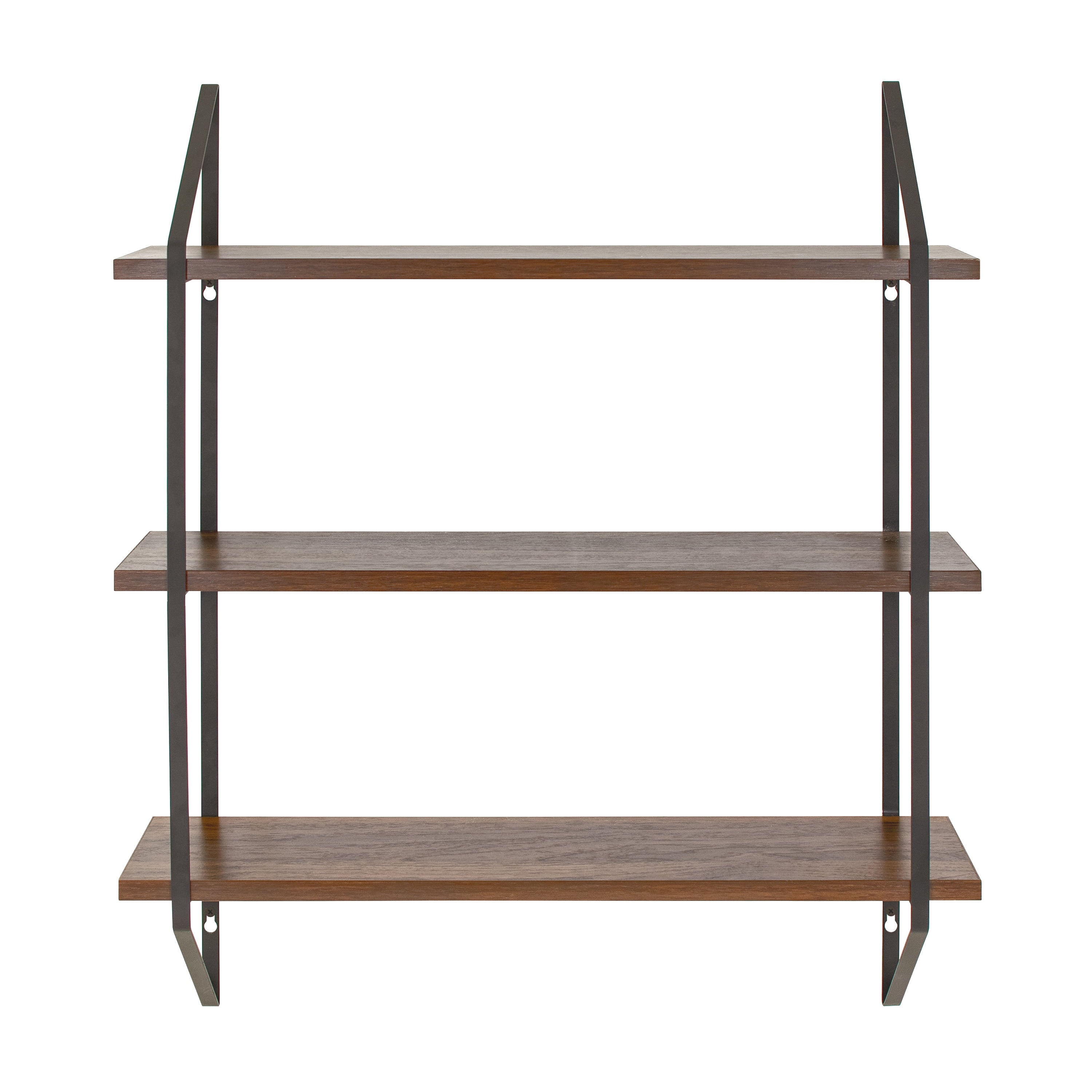 20" Wide Walnut Wood 3-Tier Bracket Shelves