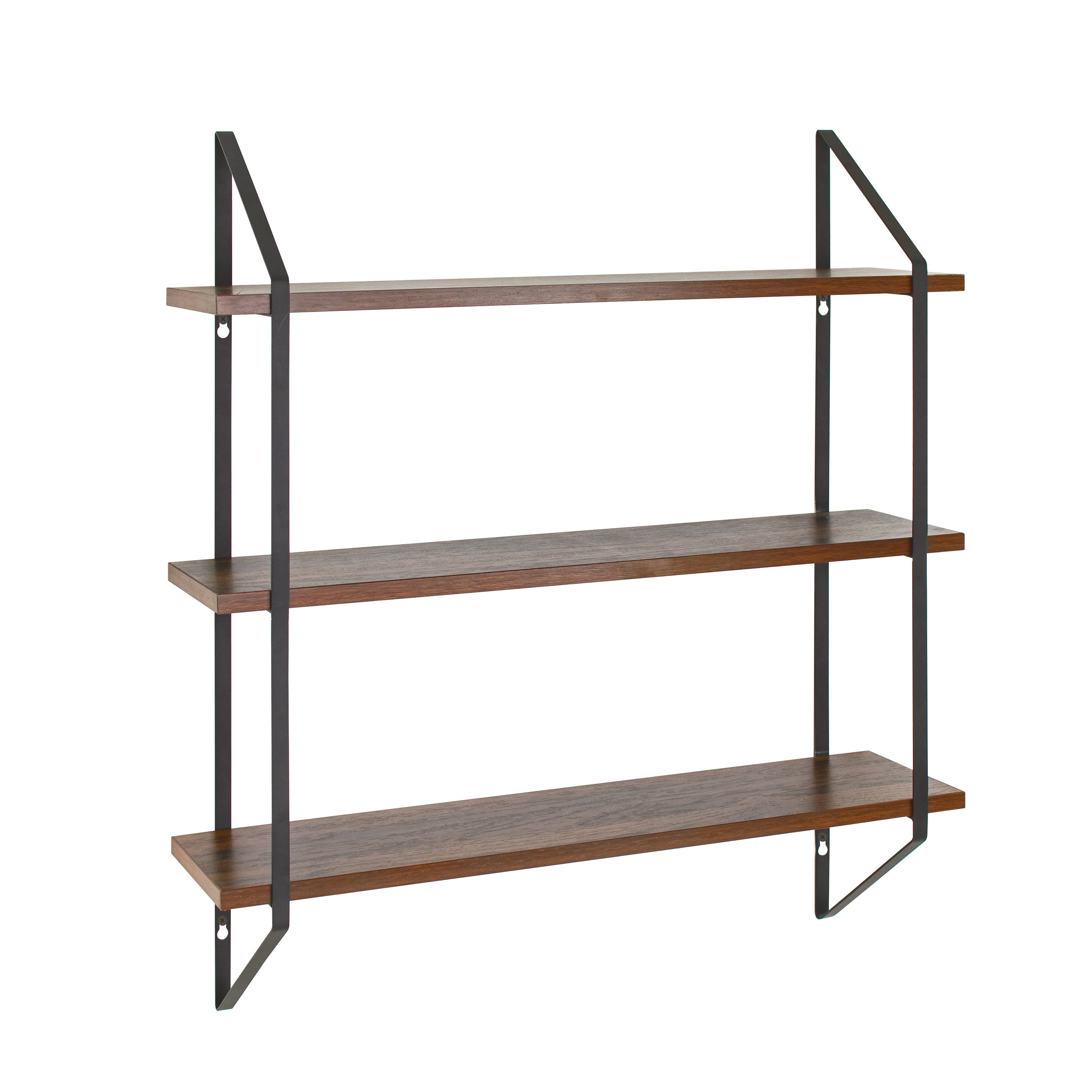 20" Wide Walnut Wood 3-Tier Bracket Shelves