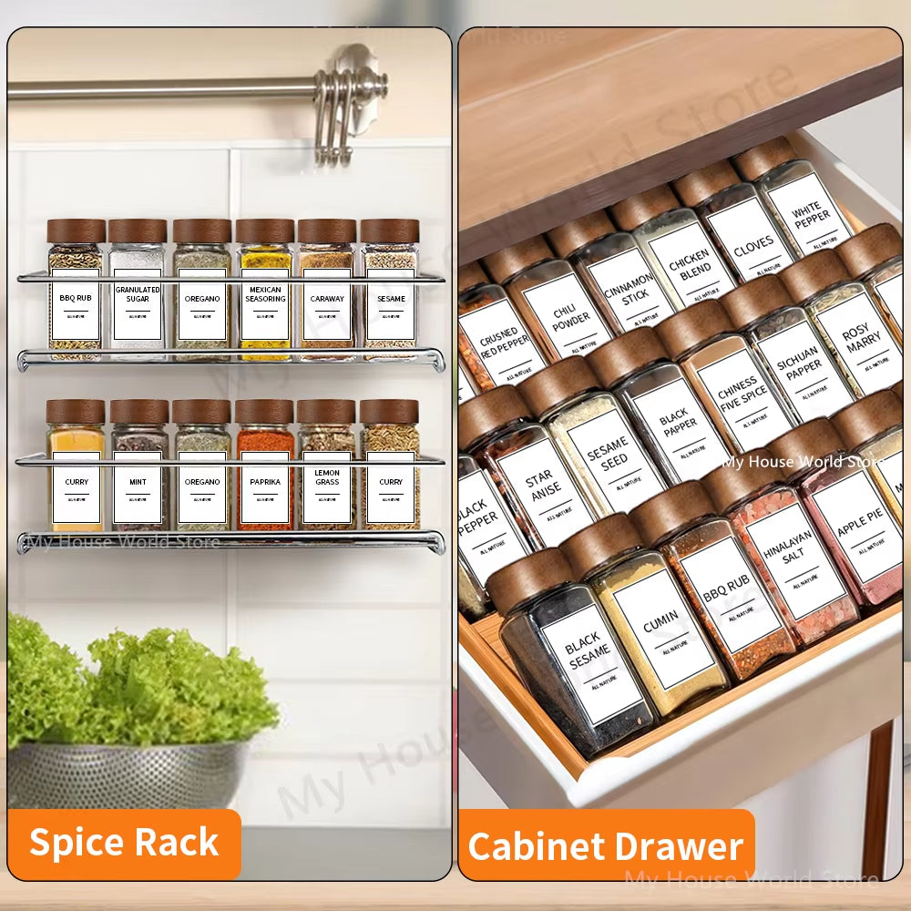 13-Piece Glass Spice Jar Set with Bamboo Lids - 4 oz Seasoning Jar Storage for Spice Rack Organization