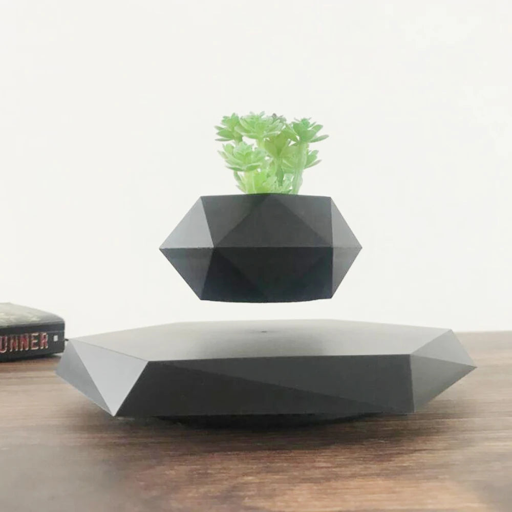 Levitating Air Bonsai Pot with Magnetic Suspension - Rotating Floating Planter for Desk Decor