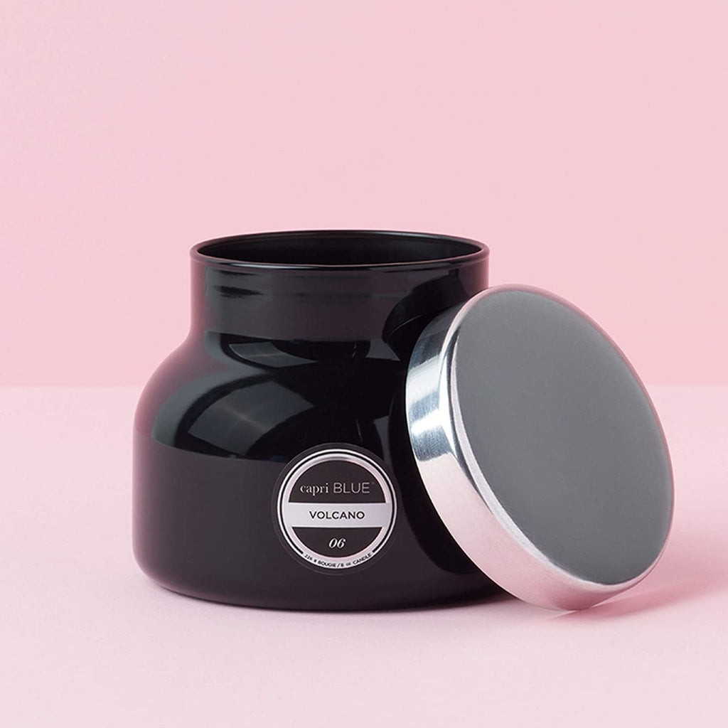 Volcano Scented Candles - Elegant Glass Jar Candles Infused with Tropical Fruit and Sugared Citrus - Soy Wax Blend - Black 8 Oz