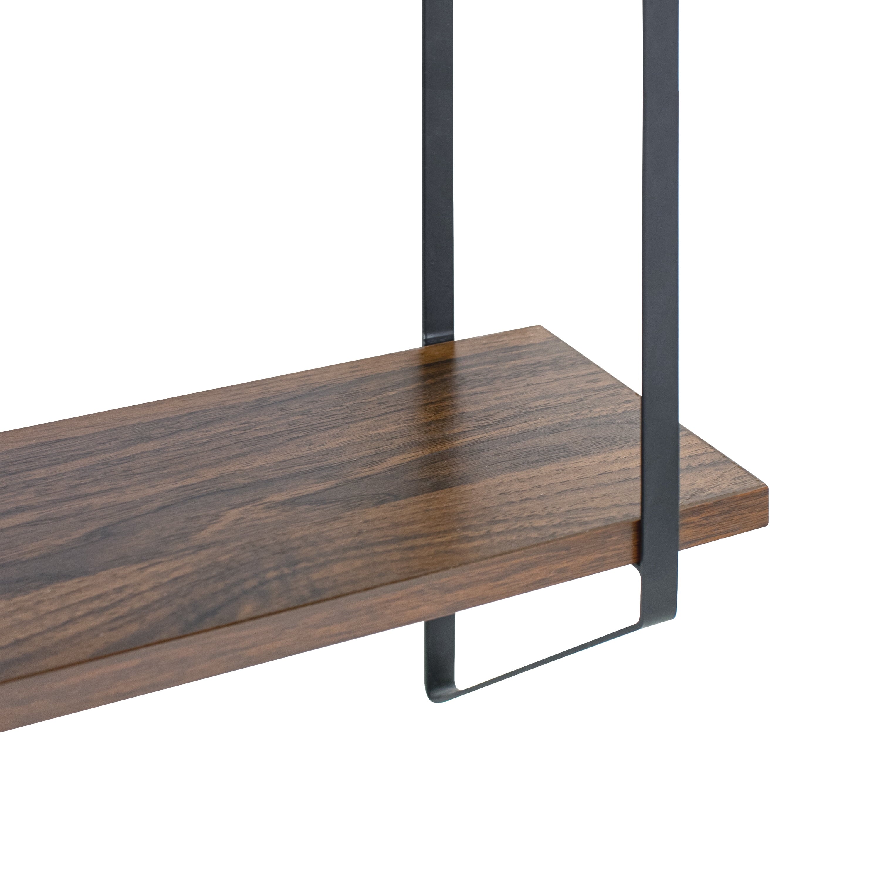 20" Wide Walnut Wood 3-Tier Bracket Shelves