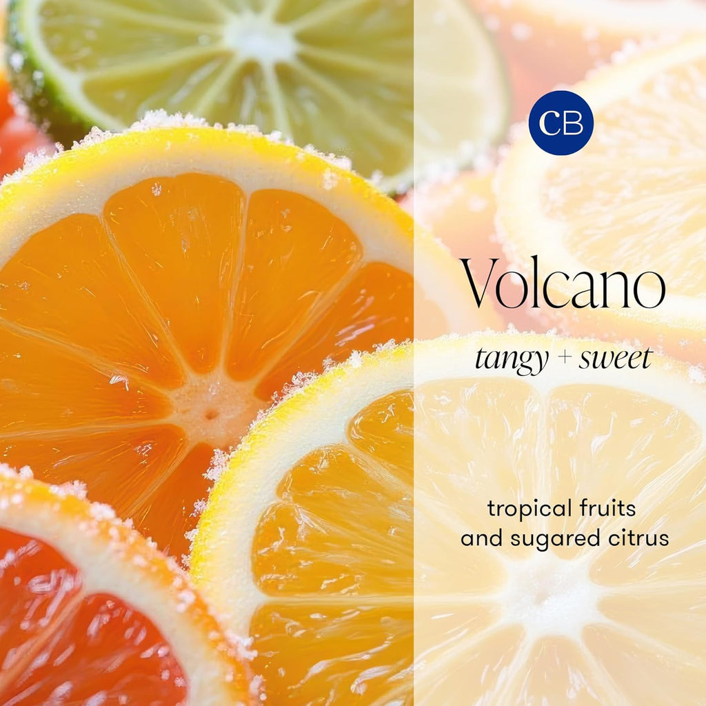 Volcano Scented Candles - Elegant Glass Jar Candles Infused with Tropical Fruit and Sugared Citrus - Soy Wax Blend - Black 8 Oz