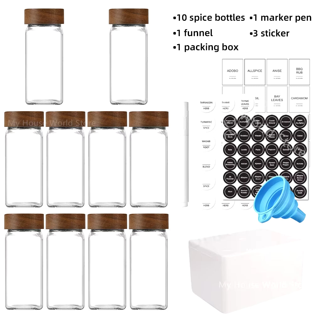 13-Piece Glass Spice Jar Set with Bamboo Lids - 4 oz Seasoning Jar Storage for Spice Rack Organization
