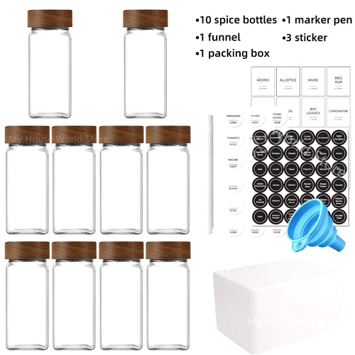 13-Piece Glass Spice Jar Set with Bamboo Lids - 4 oz Seasoning Jar Storage for Spice Rack Organization