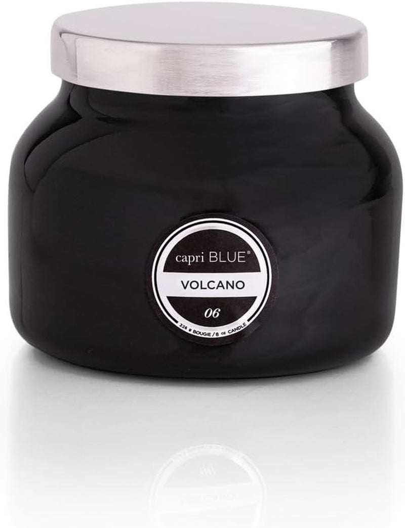 Volcano Scented Candles - Elegant Glass Jar Candles Infused with Tropical Fruit and Sugared Citrus - Soy Wax Blend - Black 8 Oz