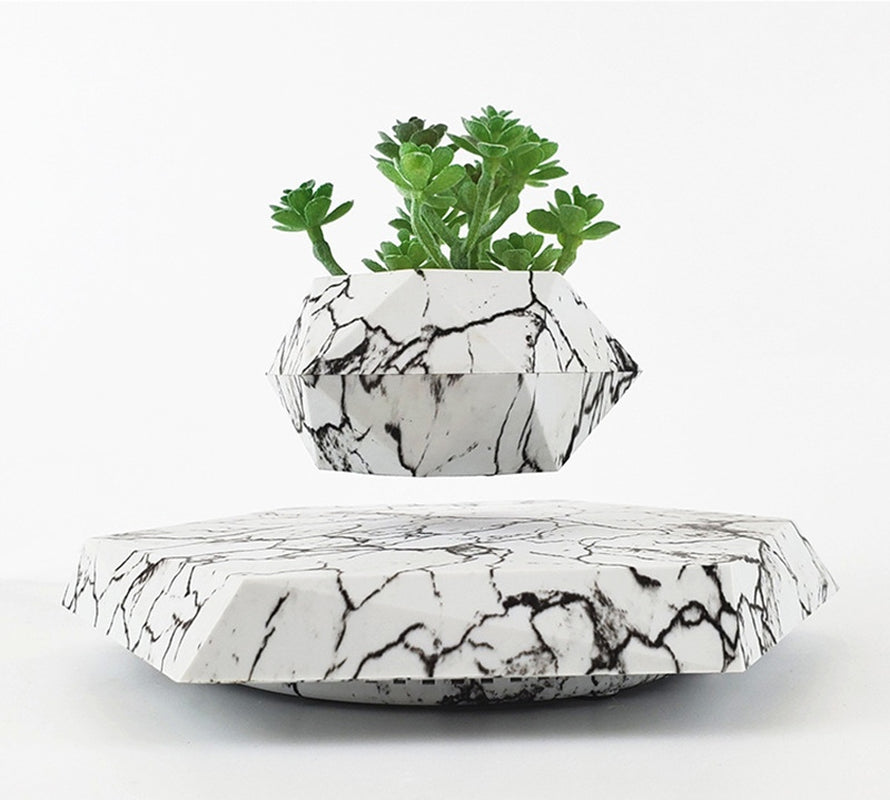 Marble Levitating Plant Pot - Magnetic Levitation Bonsai Planter for Office and Home Decor, Ideal for Kids' Birthday Gifts